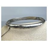 925 Silver Foliated Engraved Bangle Bracelet