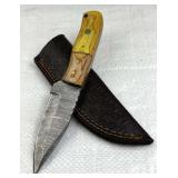 Damascus Steel Fixed Blade Knife w/ Sheath