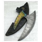 Damascus Steel Fixed Blade Knife w/ Sheath