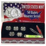 1999 Commemorative Knife & Coin Set, 25c BU