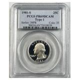 1981-S Proof Washington 25c, PCGS PR69DC T1