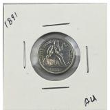 1891 Seated Liberty Silver Dime, Quality AU 90%