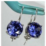 925 Silver Fabulous 4 Carats Tanzanite Earrings