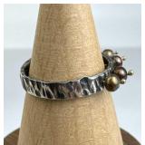 925 Silver Oxidized Copper Color 4 Bead Ring