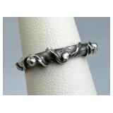 925 Silver Artisan Made Wire and Bead Band Ring