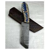 Damascus Steel Fixed Blade Knife w/ Sheath