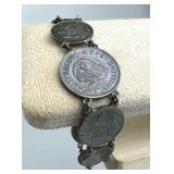 WWII Silver Coin Trench Art Bracelet, Australia