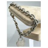 925 Silver Tiffany-Style Heart Charm Rolo Bracelet