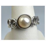 925 Silver Hagit Gorali Israel Modernist Pearl Rin
