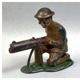c. 1930's USA Lead Soldier Toy, Crouched MG