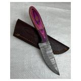 Damascus Steel Fixed Blade Knife w/ Sheath