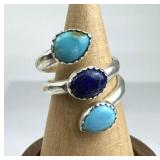 925 Silver Turquoise & Lapis Lazuli Wrap Around Ri