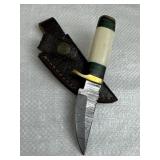 Damascus Steel Fixed Blade Knife w/ Sheath