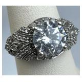 925 Silver White Quartz Center & Accent Ring