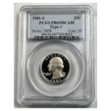 1981-S T1 Proof Washington 25c PCGS PR69DC