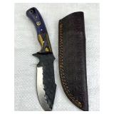 Lg Handmade Steel Fixed Blade Knife w/ Sheath