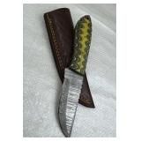 Damascus Steel Fixed Blade Knife w/ Sheath