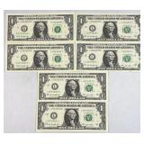 (3) Pairs Consecutive Serial Star Crisp Unc $1