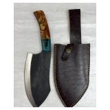 Lg Handmade Steel Fixed Blade Knife w/ Sheath