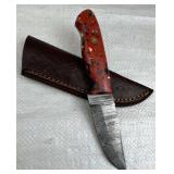 Damascus Steel Fixed Blade Knife w/ Sheath