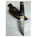 Damascus Steel Fixed Blade Knife w/ Sheath