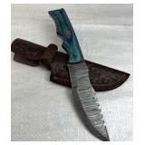 Damascus Steel Fixed Blade Knife w/ Sheath
