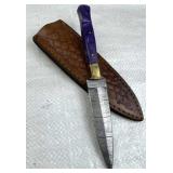 Damascus Steel Fixed Blade Knife w/ Sheath