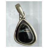 925 Silver Petite Black Jack Turquoise Pendant
