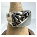 925 Silver 1/2 MOP 1/2 Open Filigree Ring