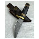 Damascus Steel Fixed Blade Knife w/ Sheath