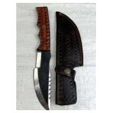 Damascus Steel Fixed Blade Knife w/ Sheath