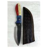 Damascus Steel Fixed Blade Knife w/ Sheath