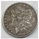 1891-S Morgan Silver Dollar, US $1 Coin, 90%