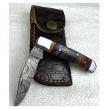 Damascus Steel Fixed Blade Knife w/ Sheath