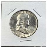 1961-D Franklin Silver Half Dollar, Gem BU, 90%