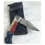 Damascus Steel Fixed Blade Knife w/ Sheath