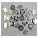 (22) 1g Silver Rounds & Bars Collection .999 Fine