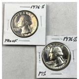1976-S Proof & 1976-S Silver Drummer Quarters