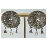 925 Silver Mexico Vtg 3D Sombrero Screw-Back Earri