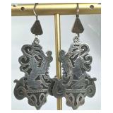 900 Silver Guatamalan Petroglyph Dangle Earrings