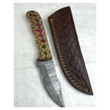 Damascus Steel Fixed Blade Knife w/ Sheath