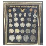 US Twentieth Century Type Coins Framed 90%