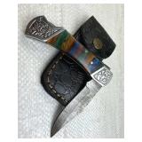 Damascus Steel Fixed Blade Knife w/ Sheath