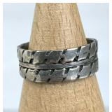 925 Silver Vintage Stackable Textured Band Ring