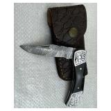 Damascus Steel Fixed Blade Knife w/ Sheath