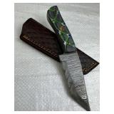 Damascus Steel Fixed Blade Knife w/ Sheath