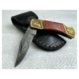 Damascus Steel Fixed Blade Knife w/ Sheath