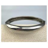 925 Silver Vtg Oval Tubular Dome Hinged Bracelet