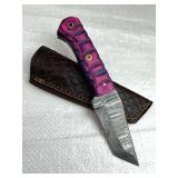 Damascus Steel Fixed Blade Knife w/ Sheath