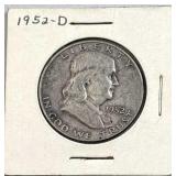 1952-D Franklin Half Dollar, 50c Coin, 90%